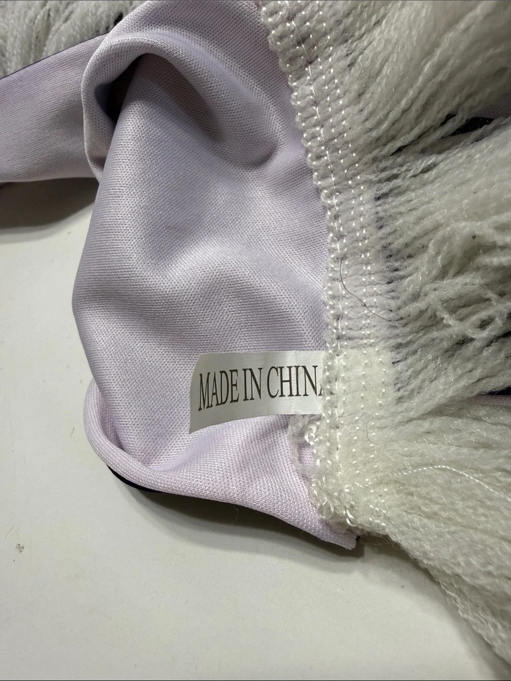 City Buzz Light Lavender Fringe Scarf with Soft White Tassels